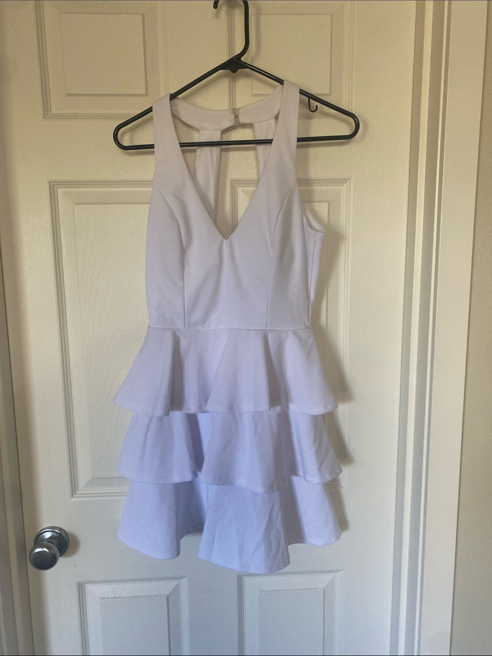 Altar'd State White Tiered Peplum Mini Dress